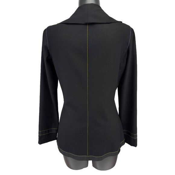 MARIE SAINT PIERRE Stretch Wool Sculptural Funnel Collar Zip Black Jacket Size 4 - Picture 3 of 11